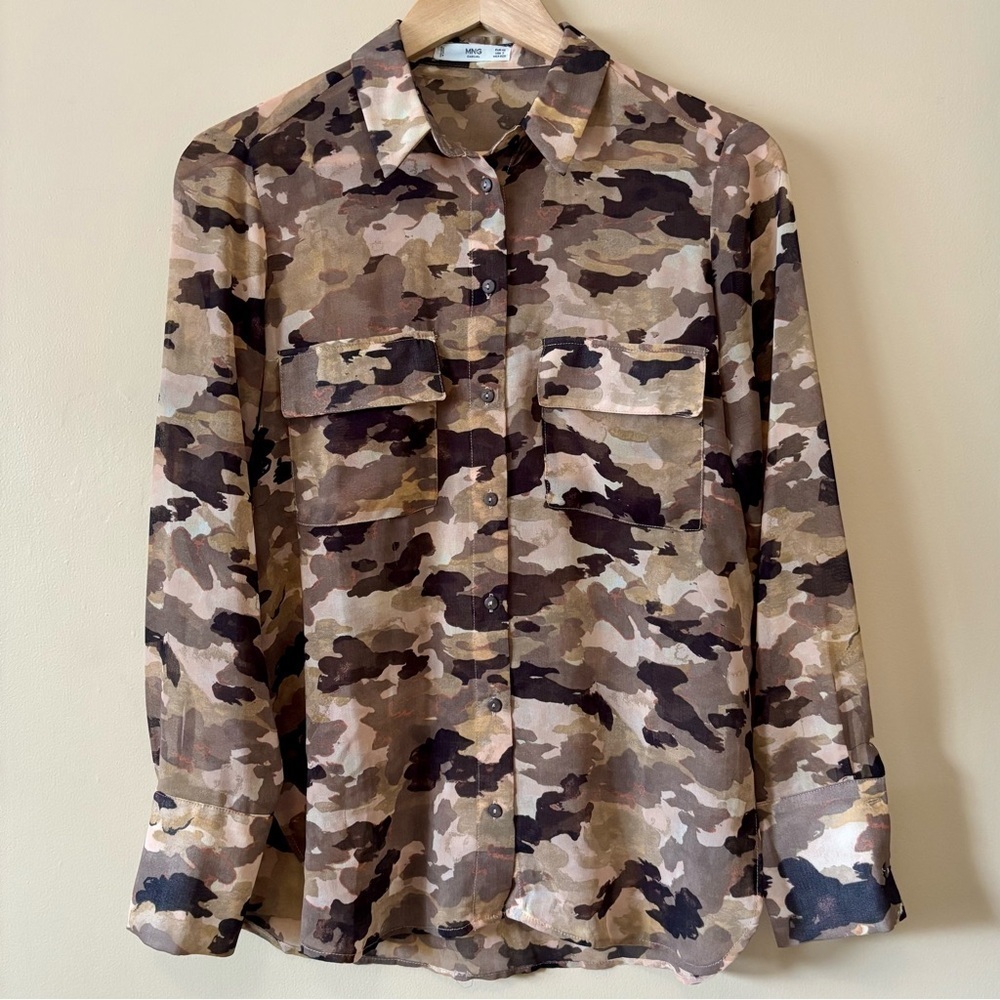 Mango Camouflage Button-Up Shirt